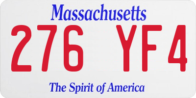 MA license plate 276YF4