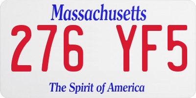 MA license plate 276YF5
