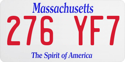 MA license plate 276YF7