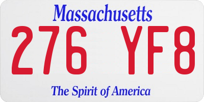 MA license plate 276YF8