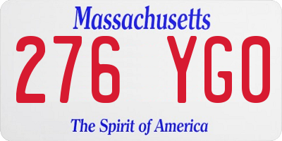 MA license plate 276YG0