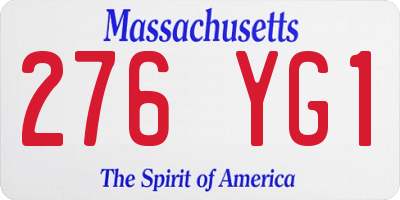 MA license plate 276YG1