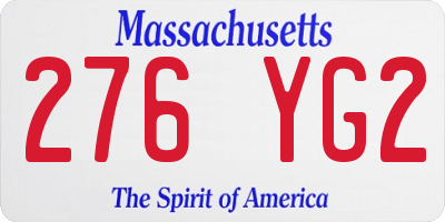 MA license plate 276YG2
