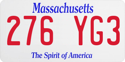 MA license plate 276YG3