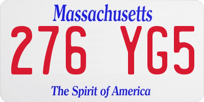 MA license plate 276YG5