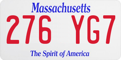 MA license plate 276YG7