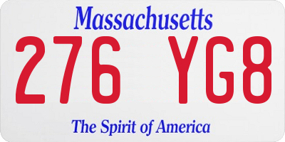 MA license plate 276YG8