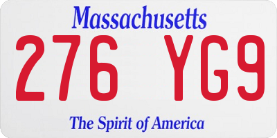 MA license plate 276YG9
