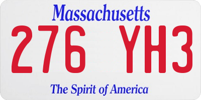 MA license plate 276YH3