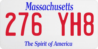 MA license plate 276YH8