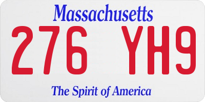 MA license plate 276YH9