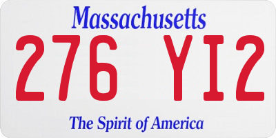 MA license plate 276YI2