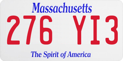 MA license plate 276YI3