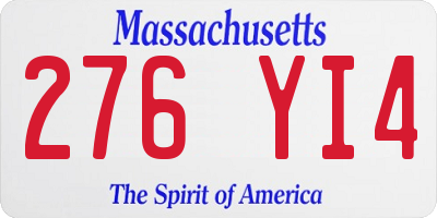 MA license plate 276YI4