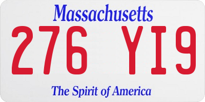 MA license plate 276YI9