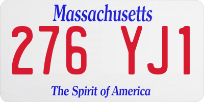 MA license plate 276YJ1
