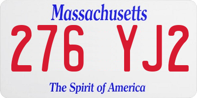MA license plate 276YJ2