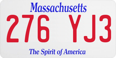 MA license plate 276YJ3