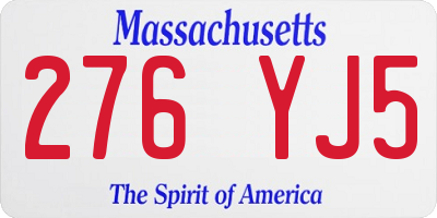 MA license plate 276YJ5