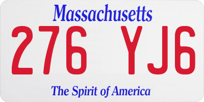 MA license plate 276YJ6