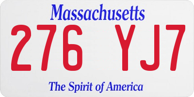 MA license plate 276YJ7