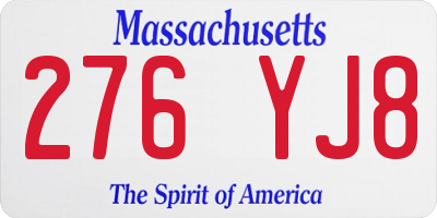 MA license plate 276YJ8
