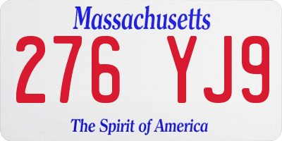 MA license plate 276YJ9