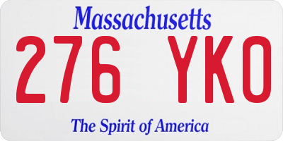 MA license plate 276YK0