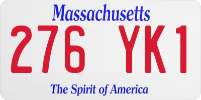 MA license plate 276YK1
