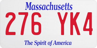 MA license plate 276YK4