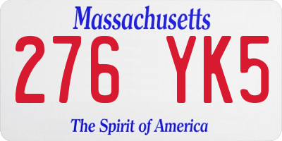 MA license plate 276YK5