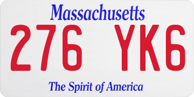 MA license plate 276YK6