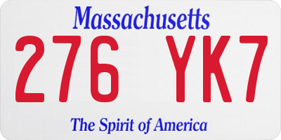 MA license plate 276YK7
