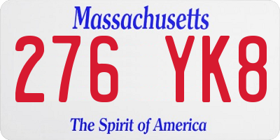 MA license plate 276YK8