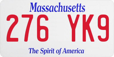 MA license plate 276YK9