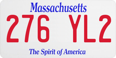 MA license plate 276YL2