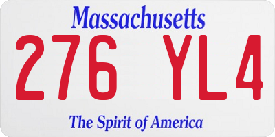 MA license plate 276YL4