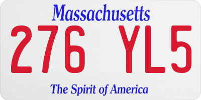 MA license plate 276YL5