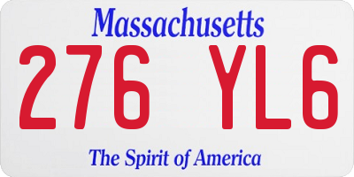 MA license plate 276YL6