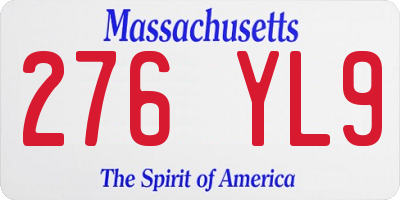 MA license plate 276YL9
