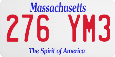 MA license plate 276YM3