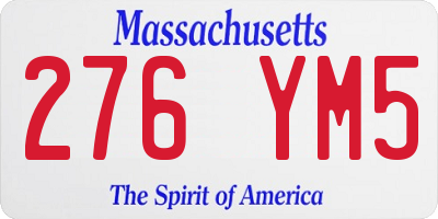MA license plate 276YM5