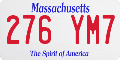 MA license plate 276YM7