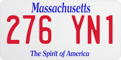MA license plate 276YN1