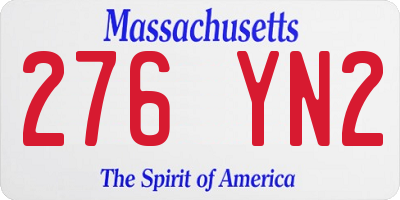MA license plate 276YN2