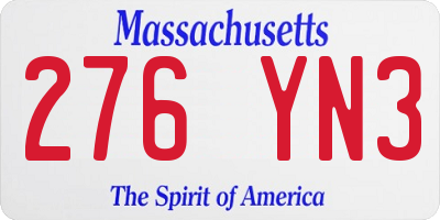 MA license plate 276YN3