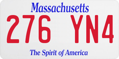 MA license plate 276YN4