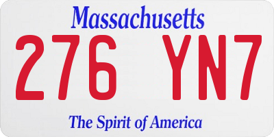 MA license plate 276YN7