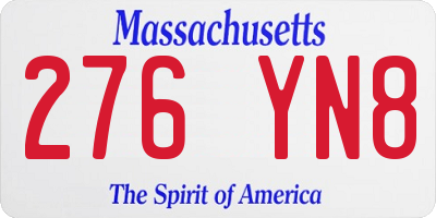 MA license plate 276YN8