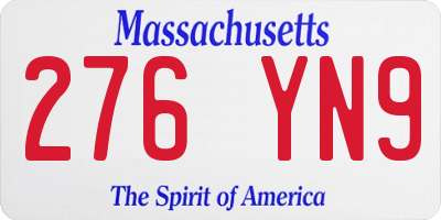 MA license plate 276YN9